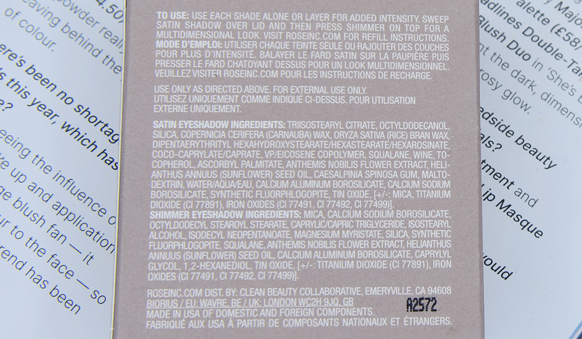 Rose Inc Satin & Shimmer Duet Eyeshadow Rose Inc Satin & Shimmer Duet Eyeshadow