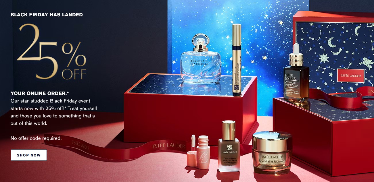 Black Friday at Estée Lauder: 25% off sitewide Black Friday at Estée Lauder: 25% off sitewide