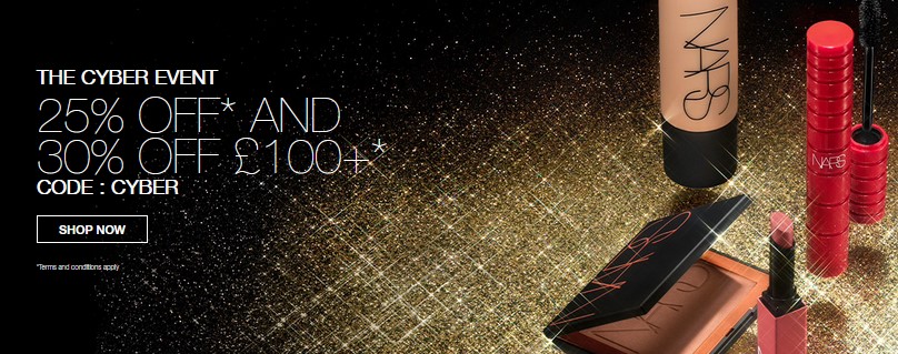 Black Friday at NARS: 25% off sitewide or 30% off when you spend £100 Black Friday at NARS: 25% off sitewide or 30% off when you spend £100