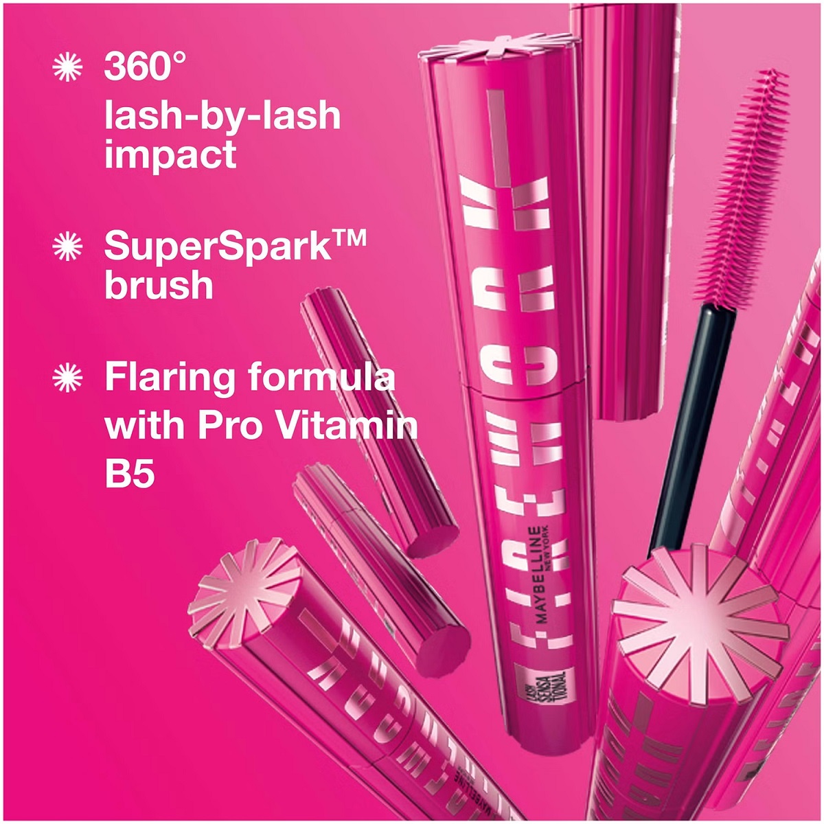 Maybelline Mascara Lash Sensational Firework Flaring Eyelash Lengthening Clump-Resistant Formula Mascara Black
