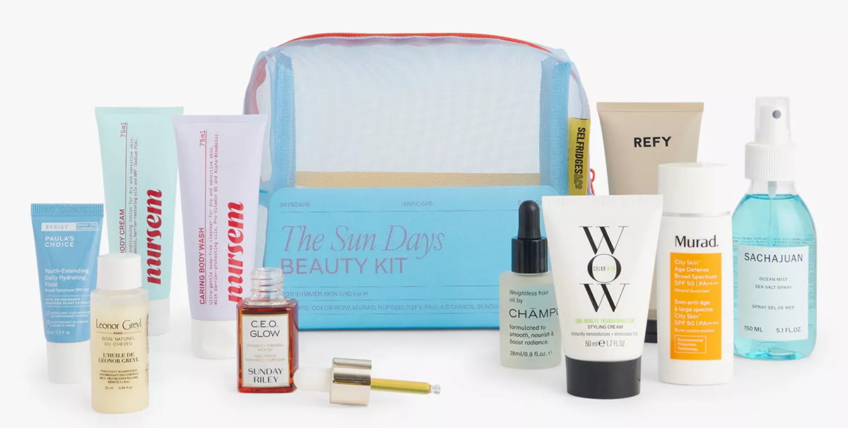 Selfridges SS24 Hair Skin Bundle The Sun Days Beauty Kit Selfridges SS24 Hair Skin Bundle The Sun Days Beauty Kit