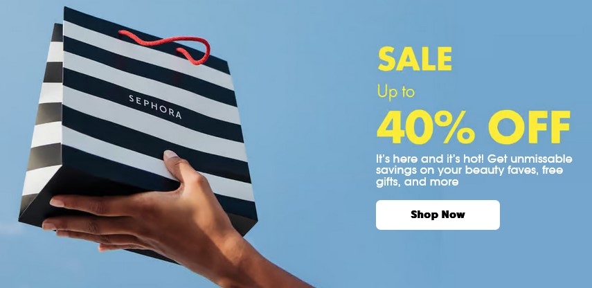 Up to 40% off sale at Sephora UK