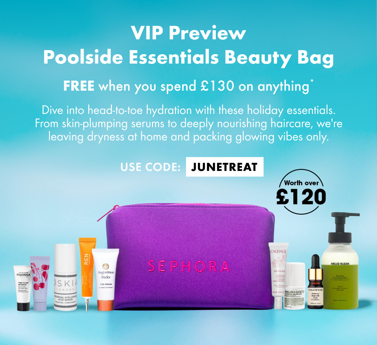 Sephora UK Poolside Essentials Beauty Bag 2024
