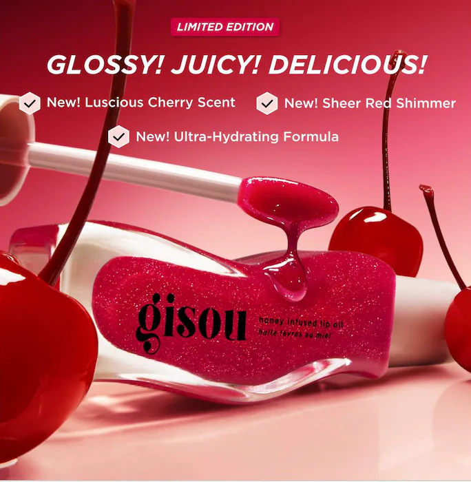 Gisou Honey Infused Hydrating Lip Oil in Cherry On The Cake