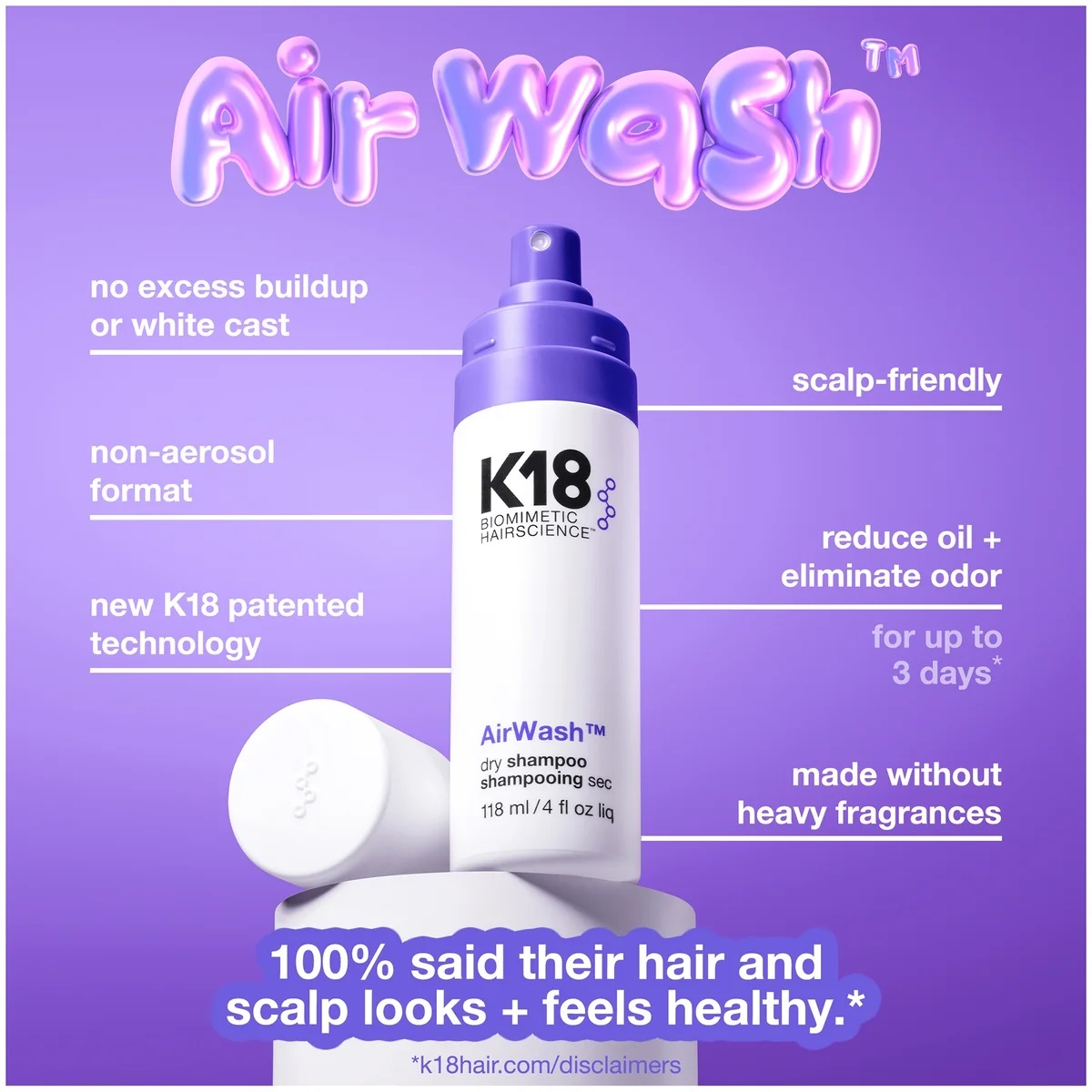 K18 Biometrics Hairscience AirWash Dry Shampoo 