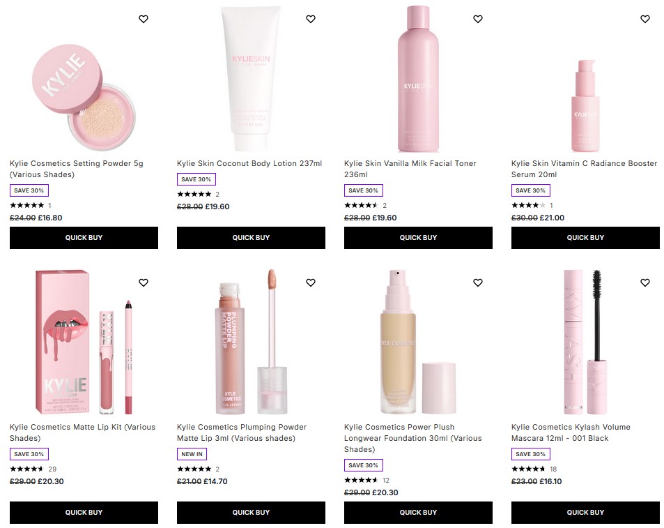 30% off Kylie Cosmetics at Lookfantastic