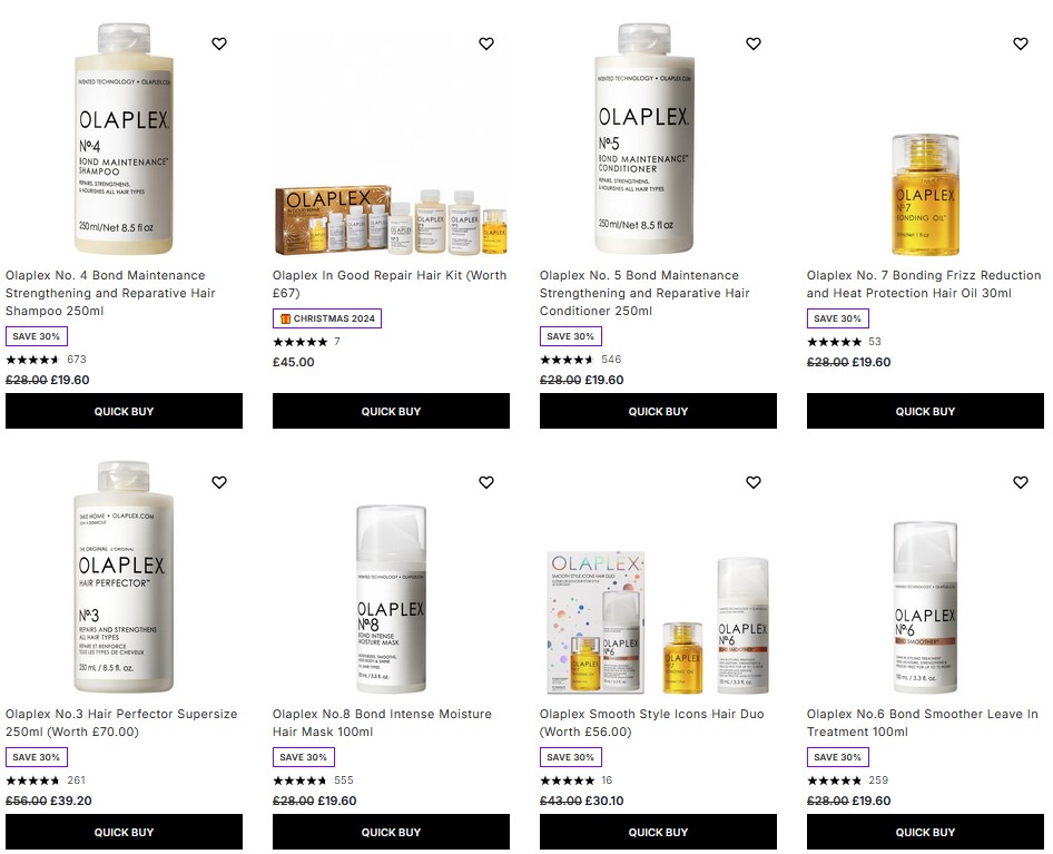 30% off Olaplex at Lookfantastic