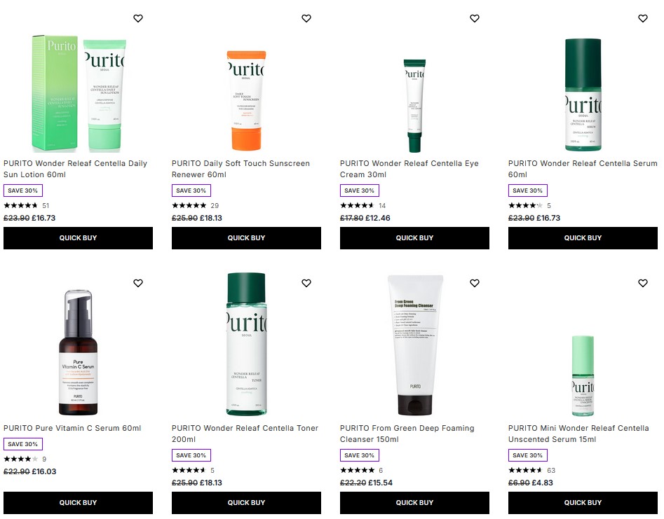 30% off PURITO at Lookfantastic