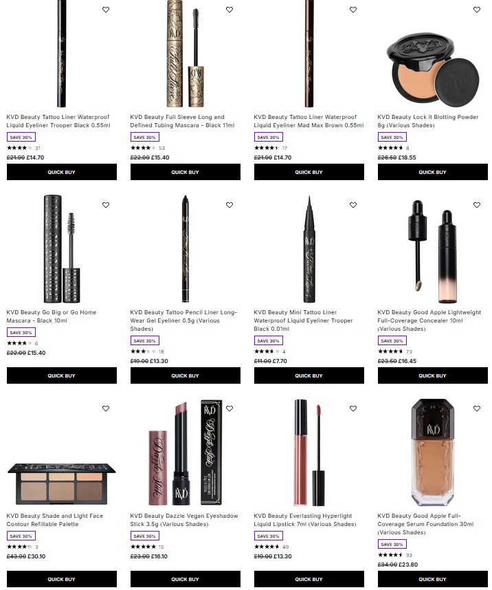 30% off KVD Beauty at Lookfantastic