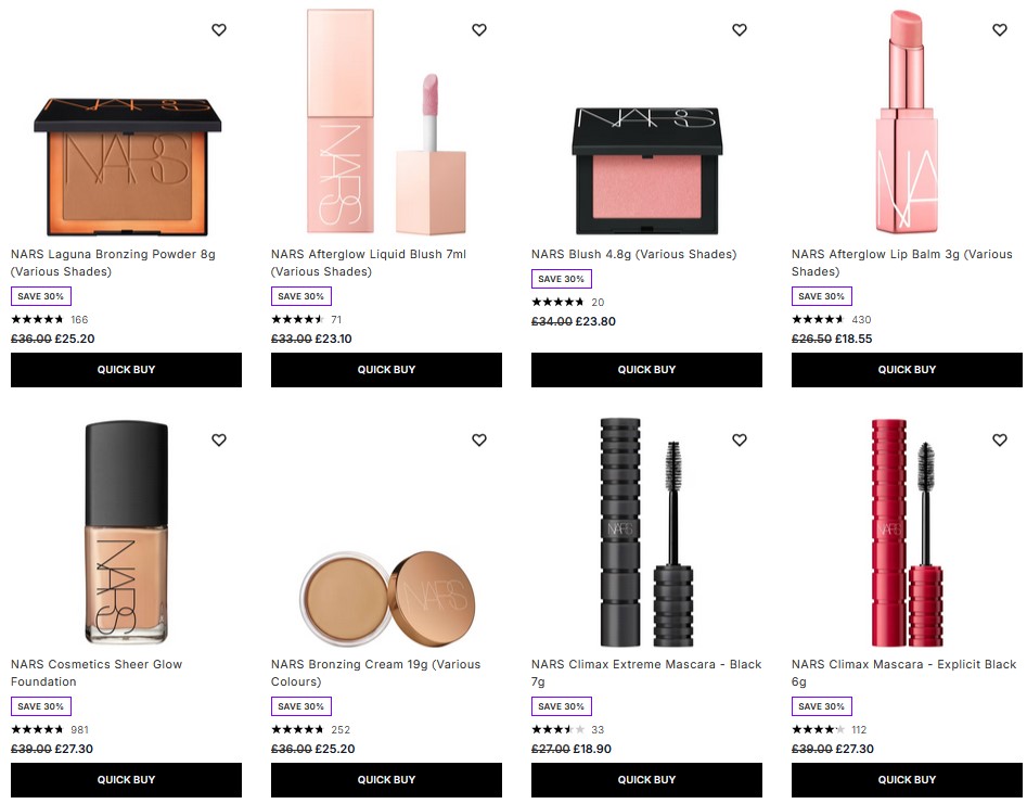 30% off NARS at Lookfantastic