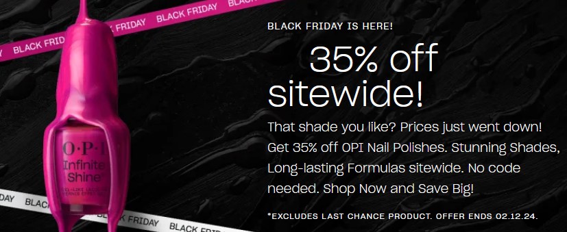 Black Friday at Opi: 35% off sitewide