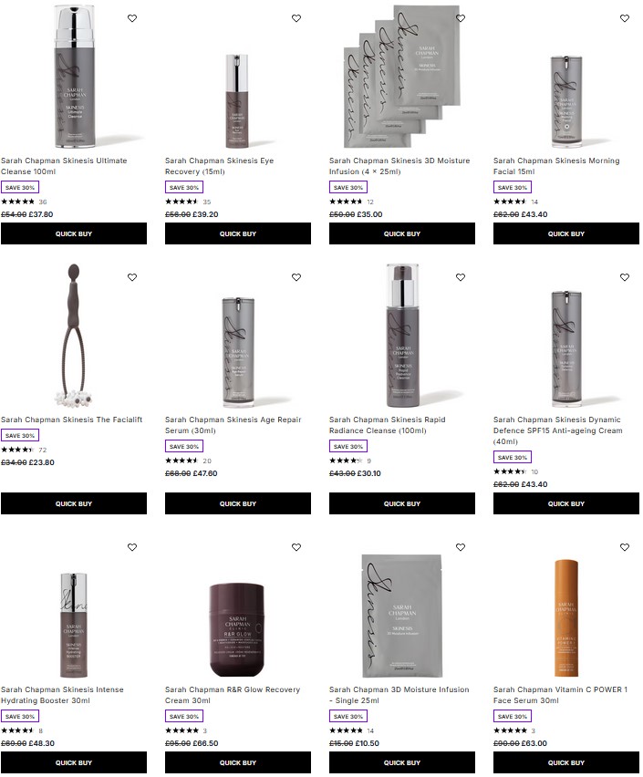 30% off Sarah Chapman at Lookfantastic