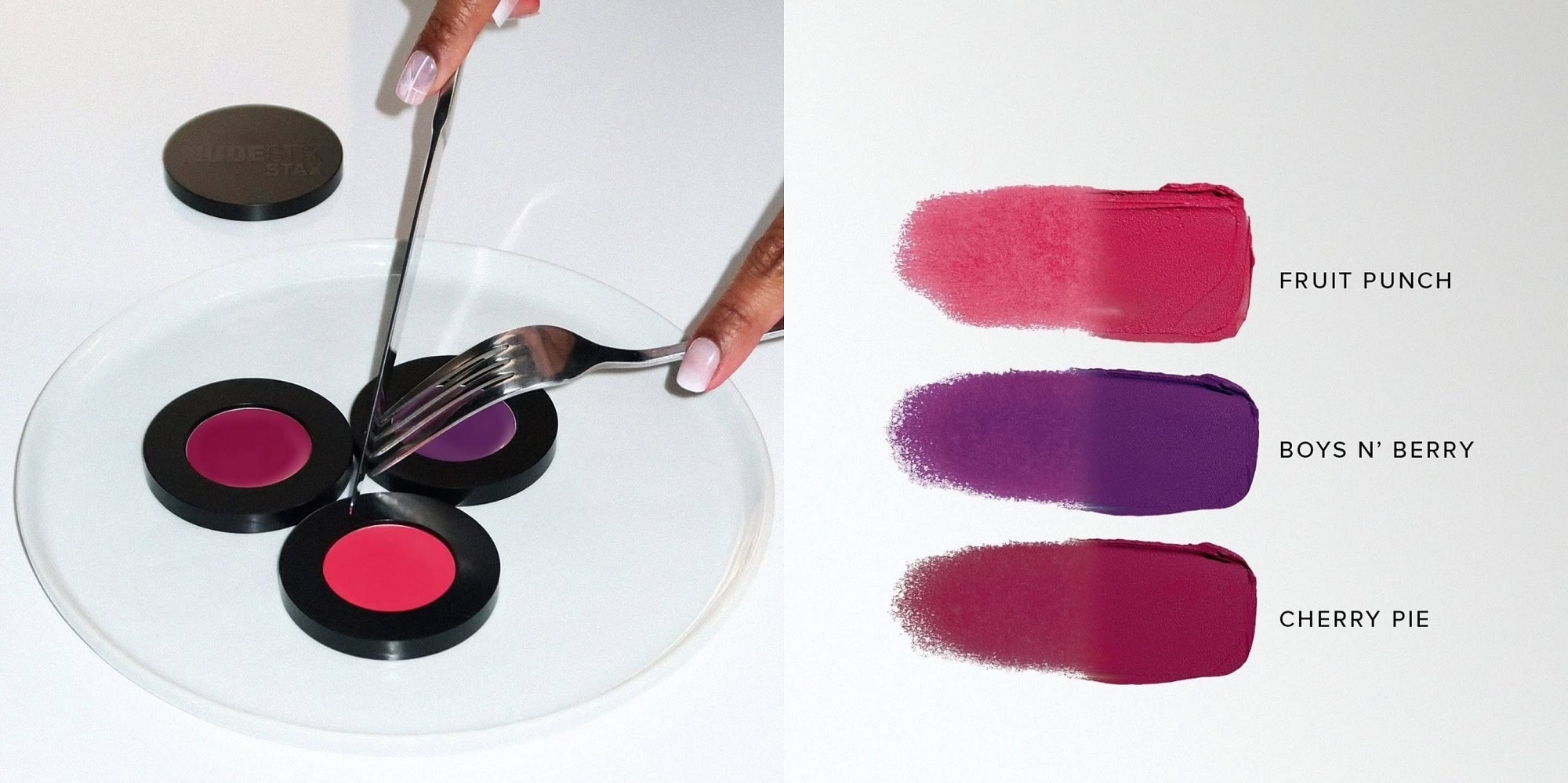 Nudestix Stax All Over Face Blush Balms in Cherry Pie, Boys N' Berry, and Fruit Punch Nudestix Stax All Over Face Blush Balms in Cherry Pie, Boys N' Berry, and Fruit Punch