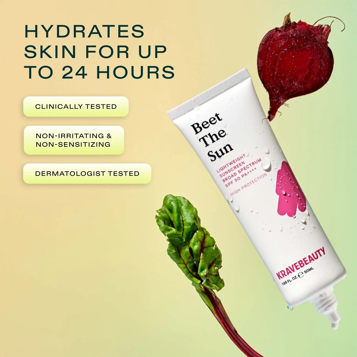 KraveBeauty Beet the Sun Lightweight Sunscreen Broad Spectrum SPF 50 PA++++ KraveBeauty Beet the Sun Lightweight Sunscreen Broad Spectrum SPF 50 PA++++
