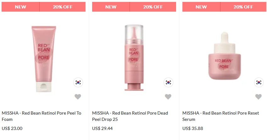MISSHA Red Bean Retinol Pore Collection MISSHA Red Bean Retinol Pore Collection