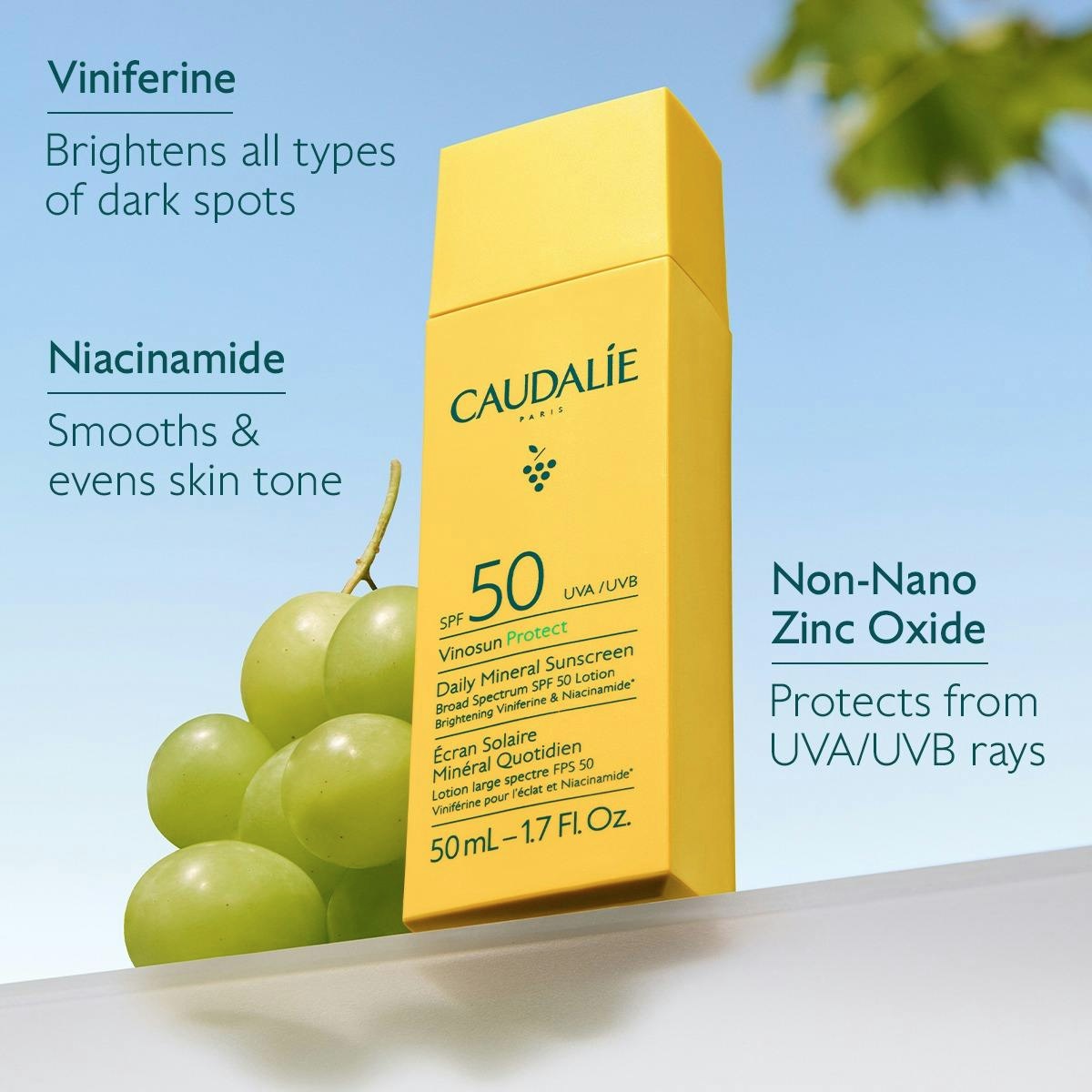 Caudalie Vinosun ProtectDaily Mineral Sunscreen Broad Spectrum SPF 50 Lotion Caudalie Vinosun ProtectDaily Mineral Sunscreen Broad Spectrum SPF 50 Lotion