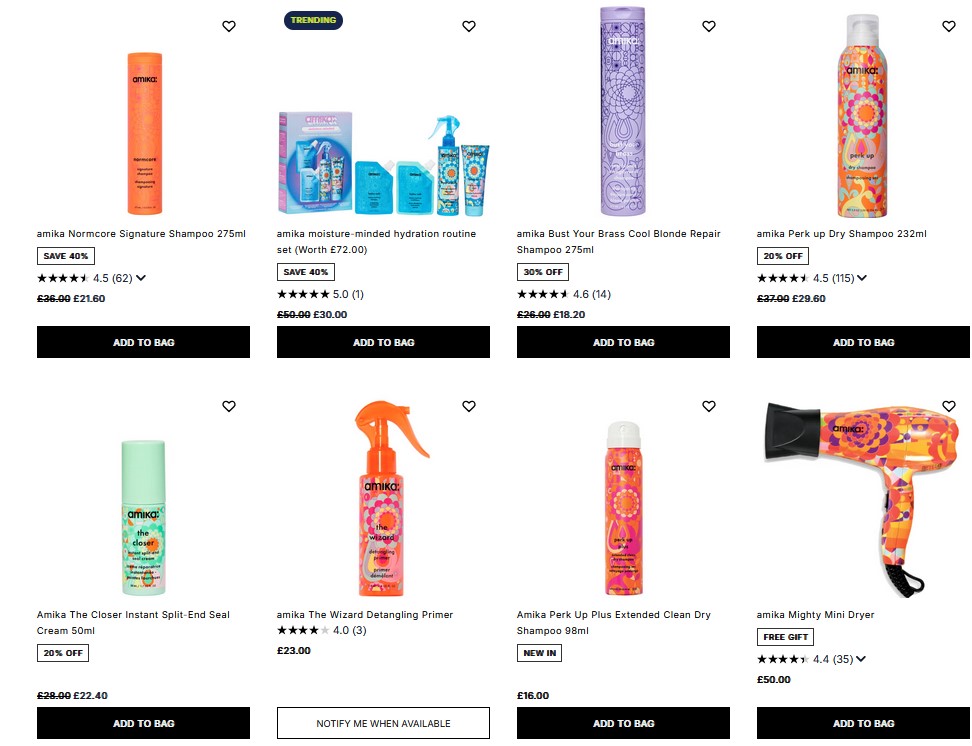 Up to 40% off selected Amika at Cult Beauty