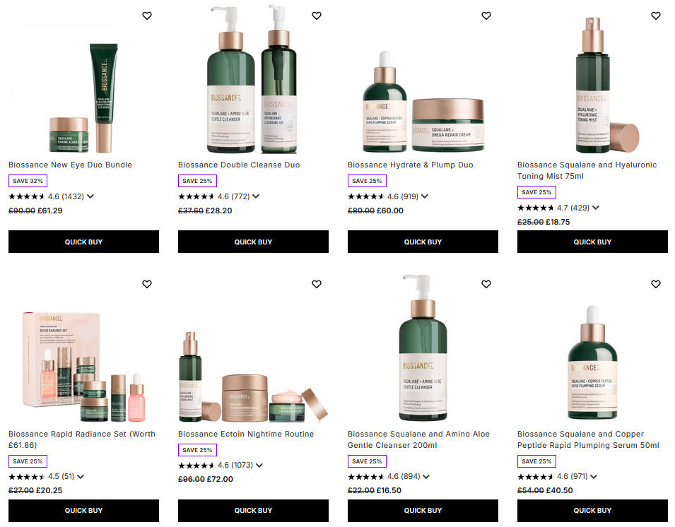 25% off Biossance at Lookfantastic
