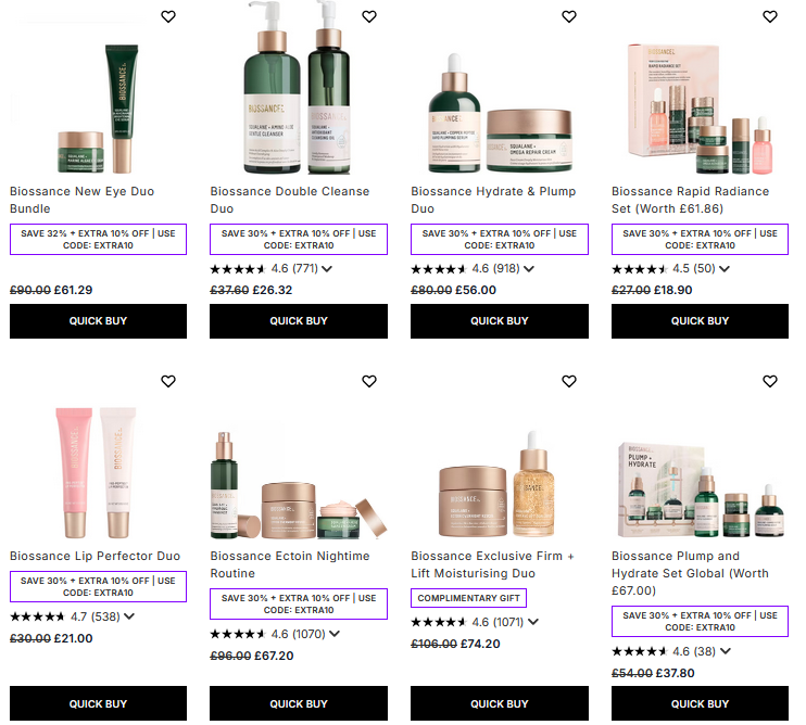 Up to 30% off Biossance at Lookfantastic