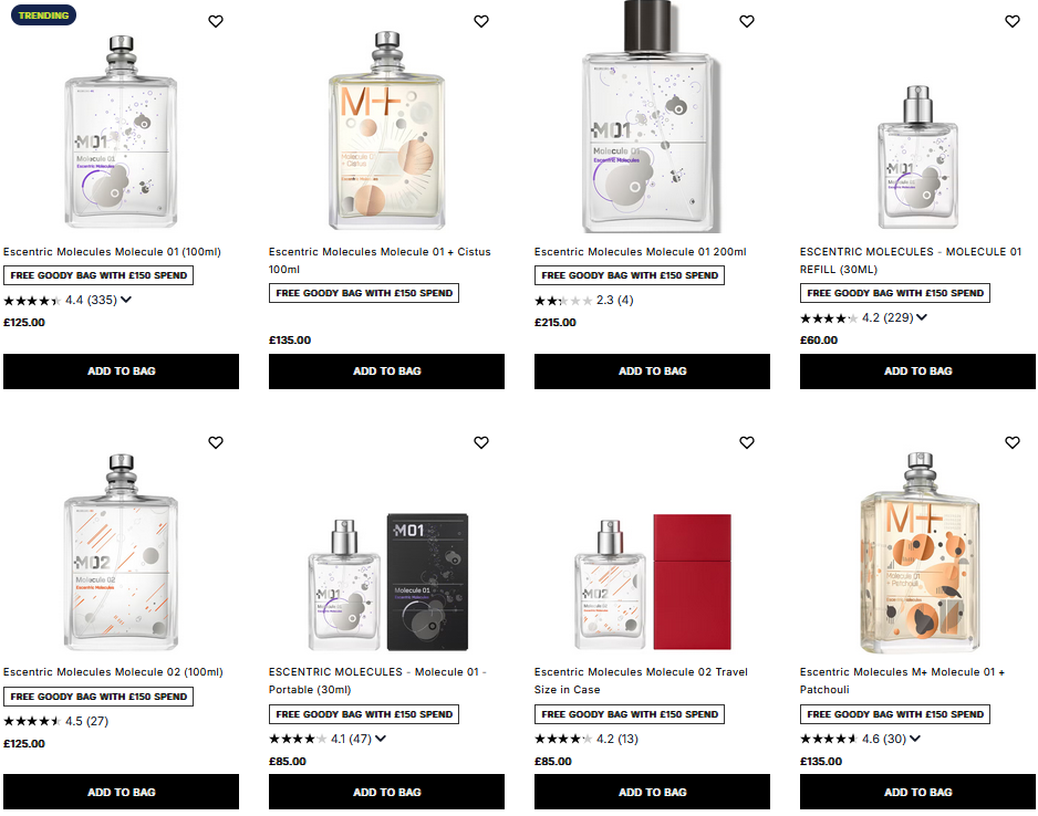 20% off Escentric Molecules at Cult Beauty