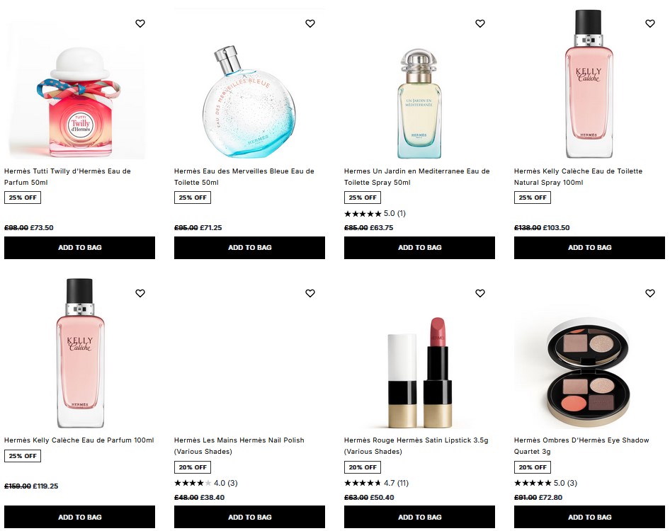 Up to 25% off Hermès at Cult Beauty