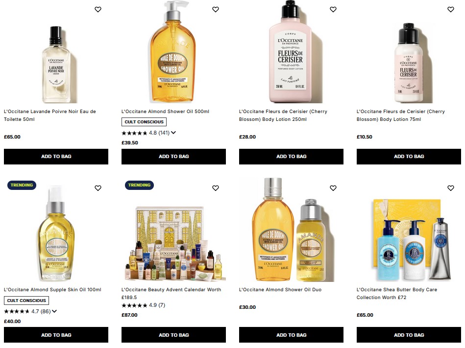 20% off L'Occitane at Cult Beauty