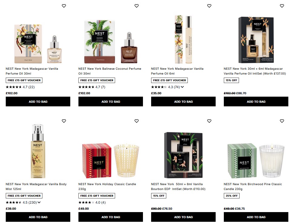 20% off NEST New York at Cult Beauty