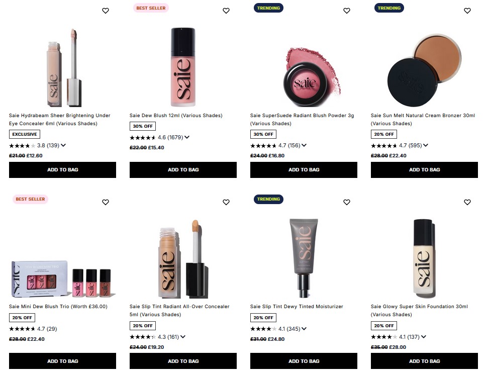 Up to 30% off Saie at Cult Beauty