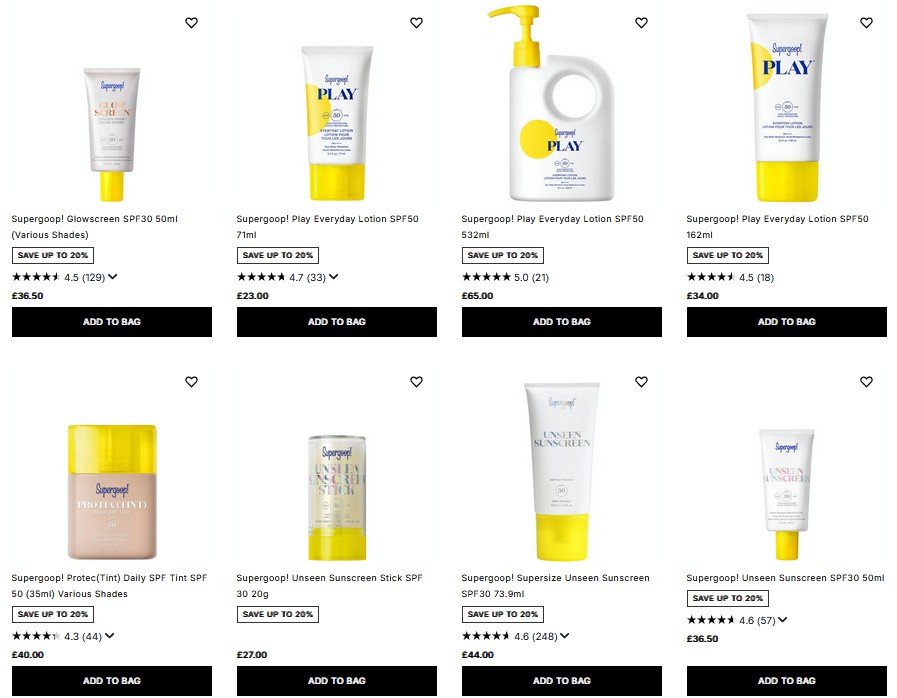 20% off Supergoop! at Cult Beauty