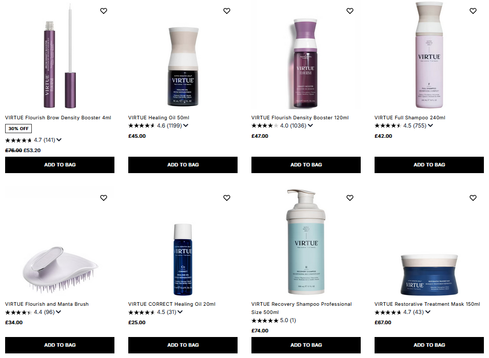 20% off VIRTUE at Cult Beauty