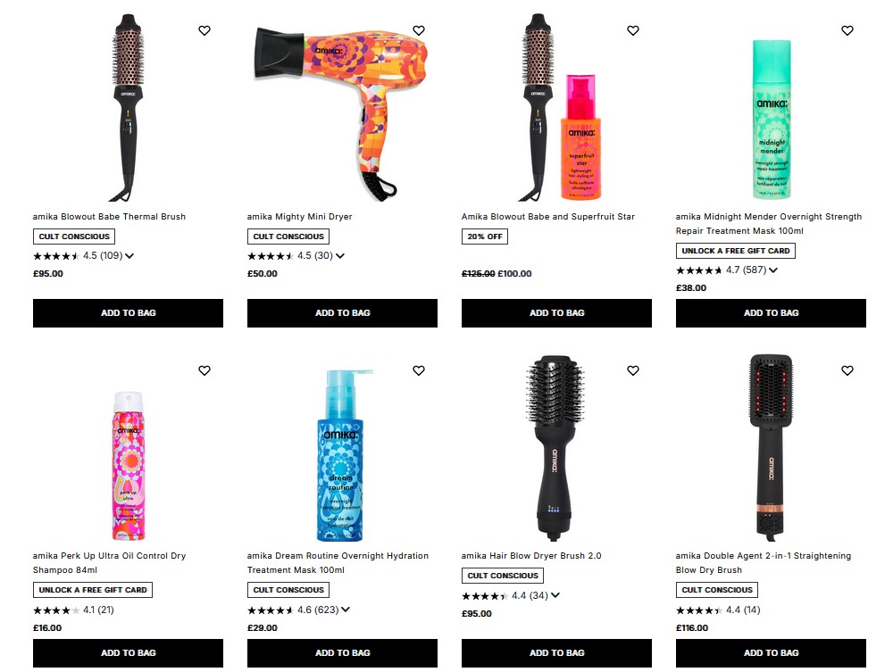 20% off Amika at Cult Beauty