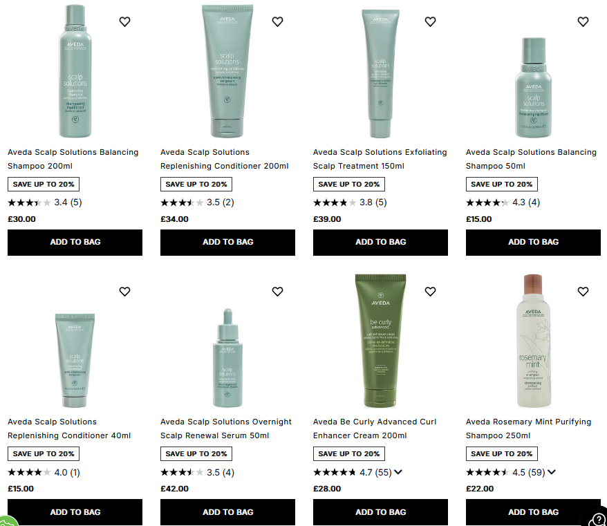 20% off Aveda at Cult Beauty