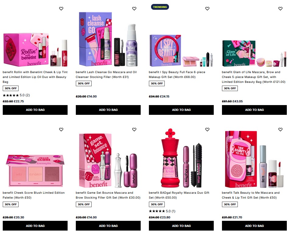 Up to 30% off benefit at Cult Beauty