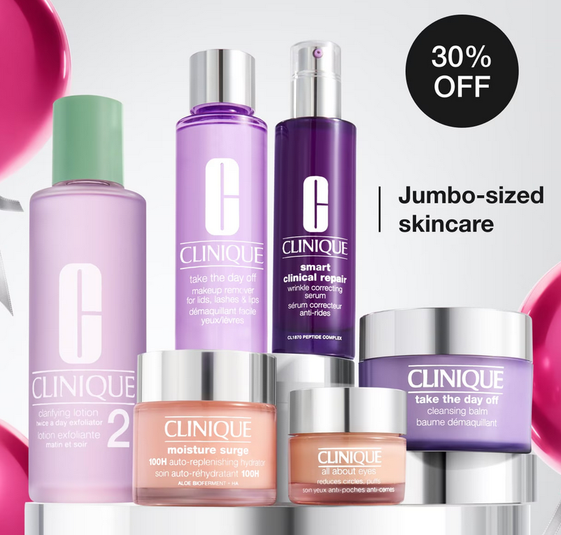 30% off jumbo-sized skincare at Clinique 30% off jumbo-sized skincare at Clinique