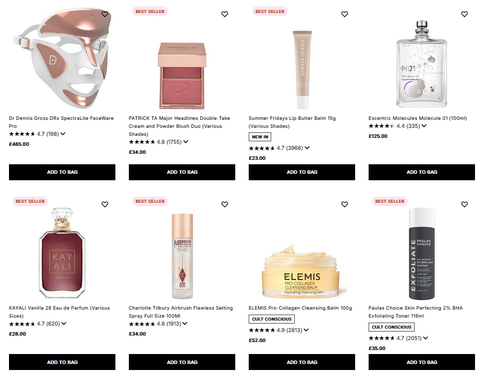 20% off when you spend £60 at Cult Beauty