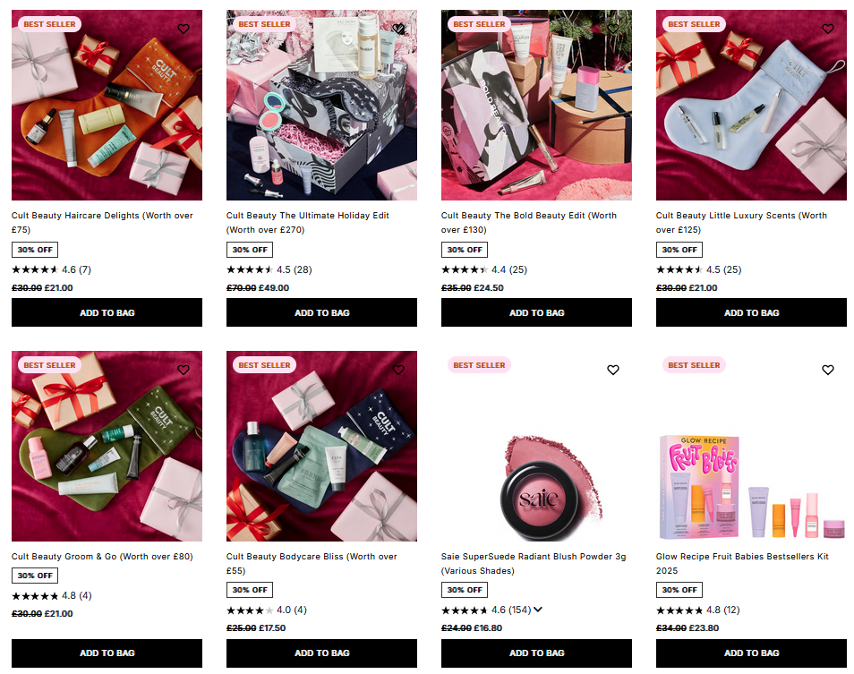 30% off selected at Cult Beauty