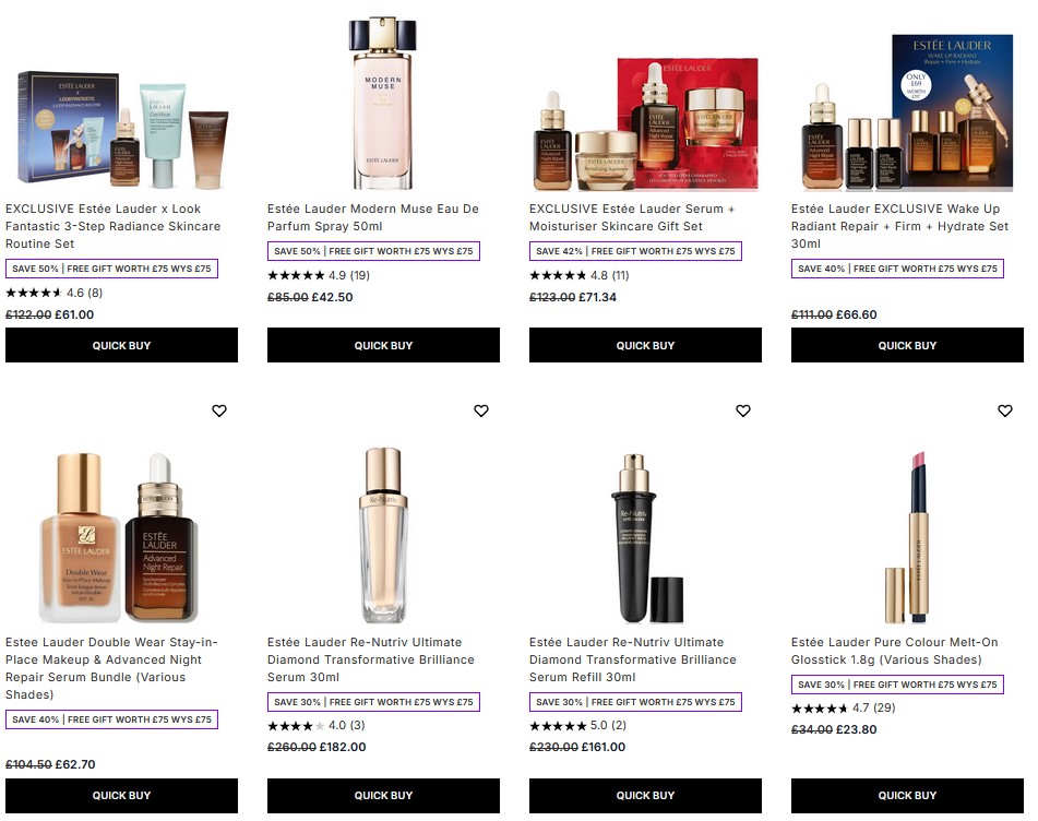50% off Estée Lauder at Lookfantastic