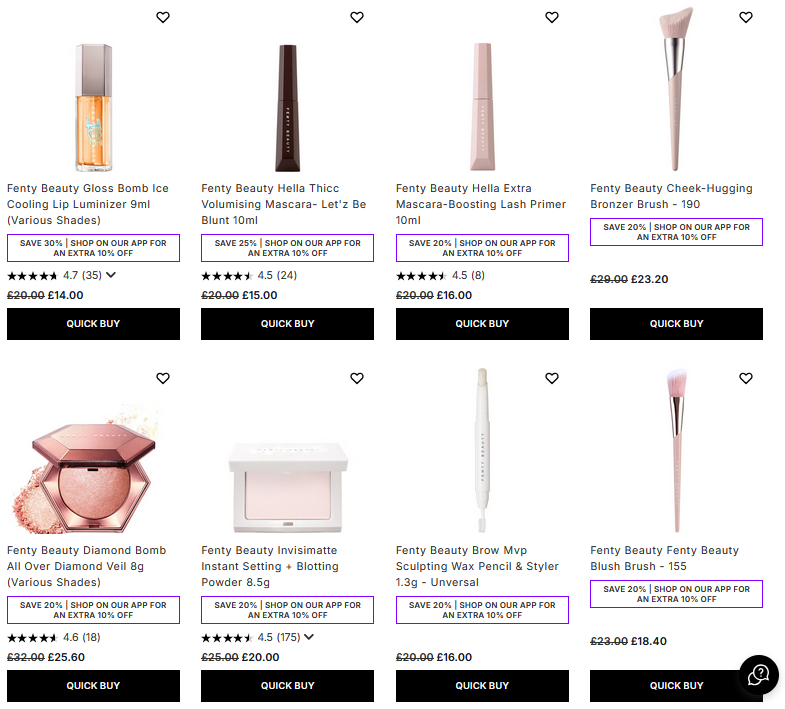 20% off Fenty Beauty at Lookfantastic