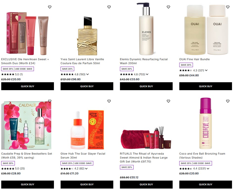 20% off selected at Lookfantastic