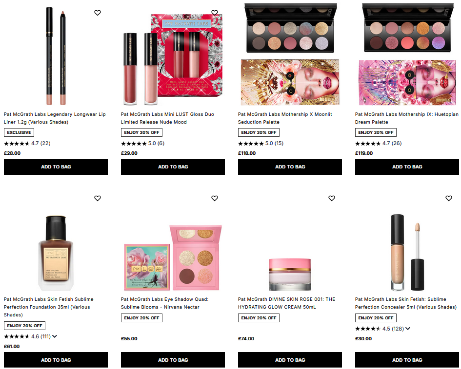 20% off Pat McGrath at Cult Beauty