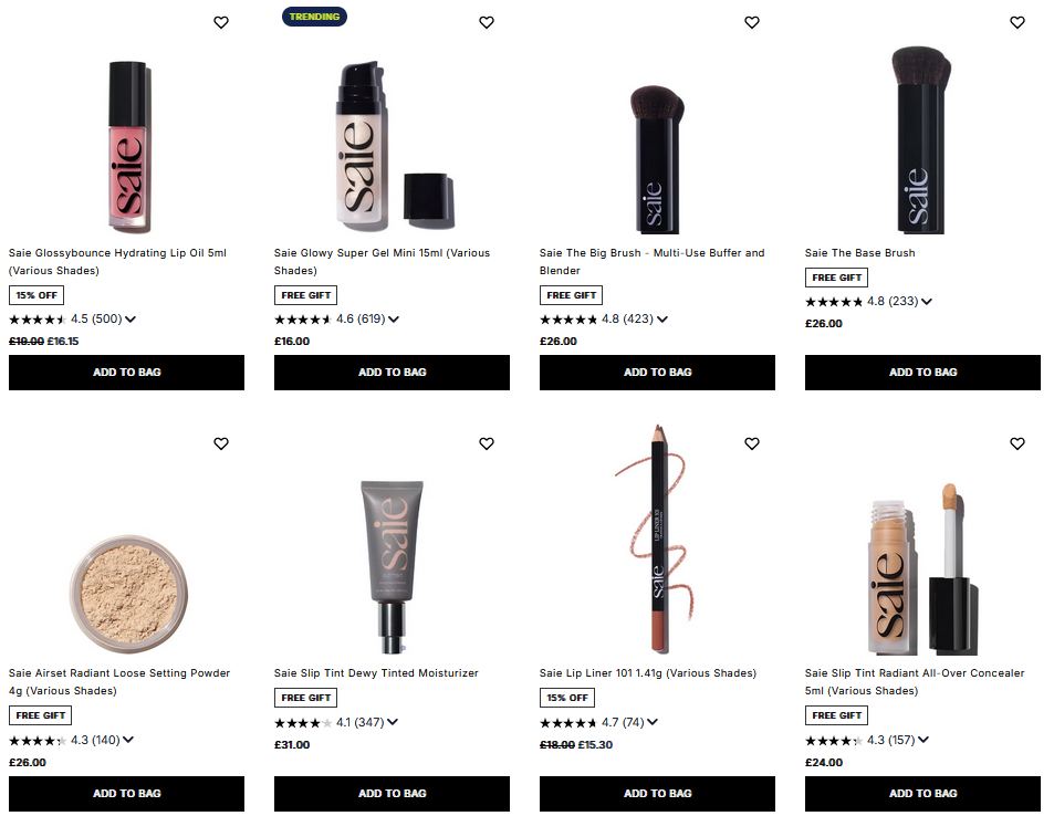 20% off Saie at Cult Beauty