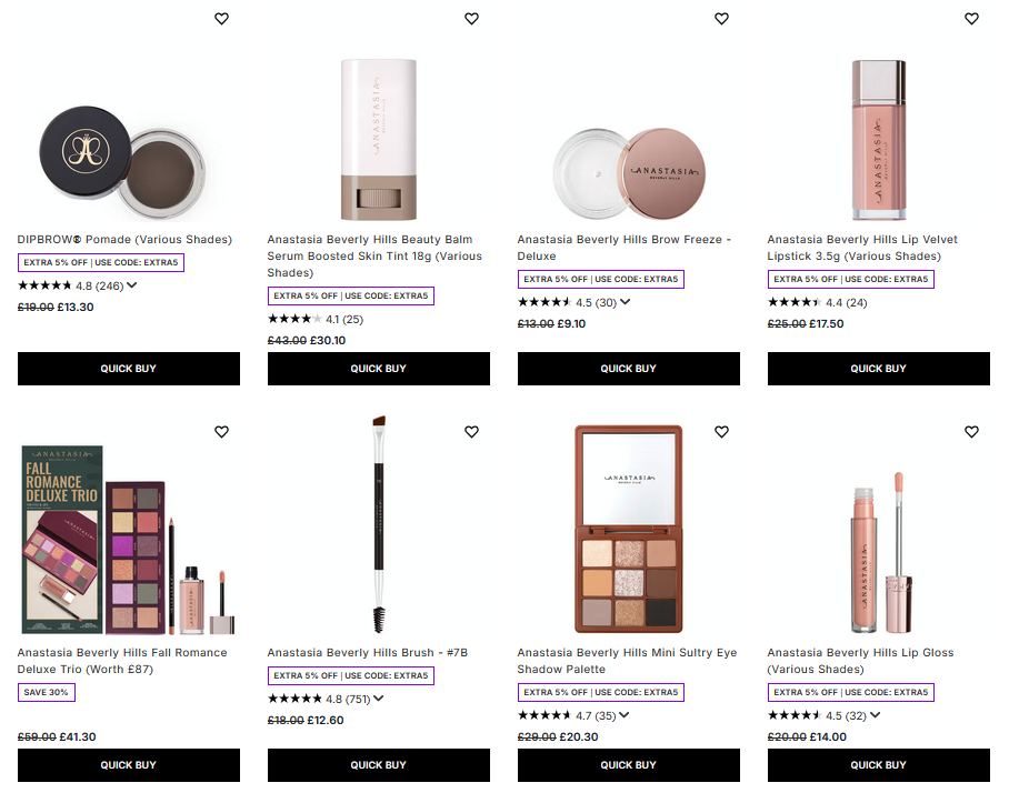 30% off Anastasia Beverly Hills at Lookfantastic