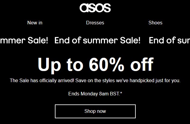 Up to 60% off: end of summer Sale at ASOS