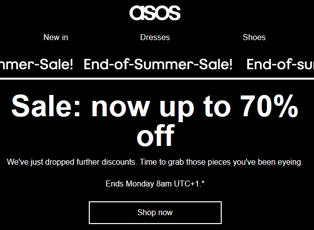 Up to 70% off sale at ASOS