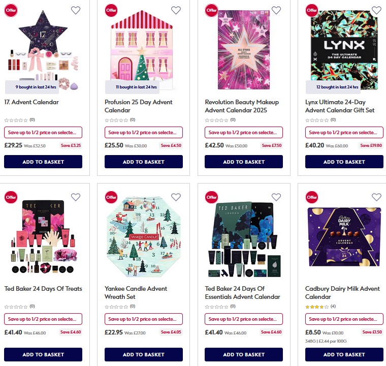 Up to 1/2 price on selected Advent Calendars at Boots Up to 1/2 price on selected Advent Calendars at Boots