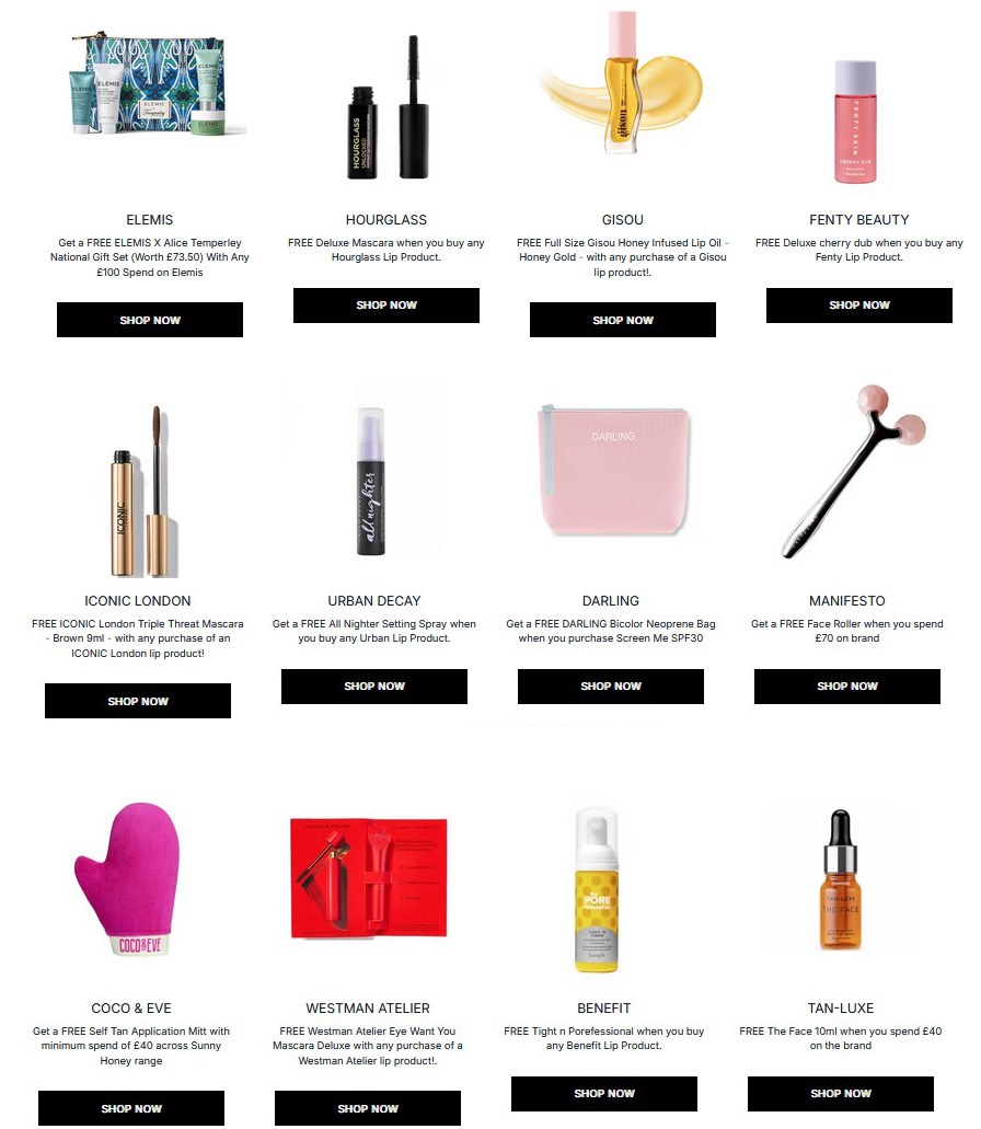 Gift with purchase offers at Cult Beauty