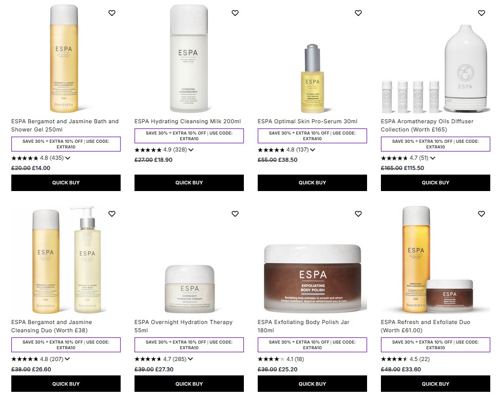 30% off ESPA at Lookfantastic