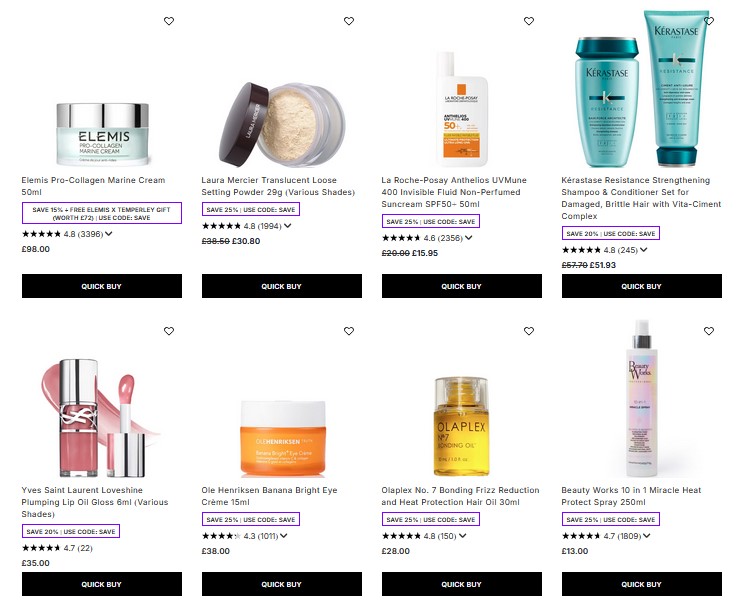 Up to 25% off selected at Lookfantastic