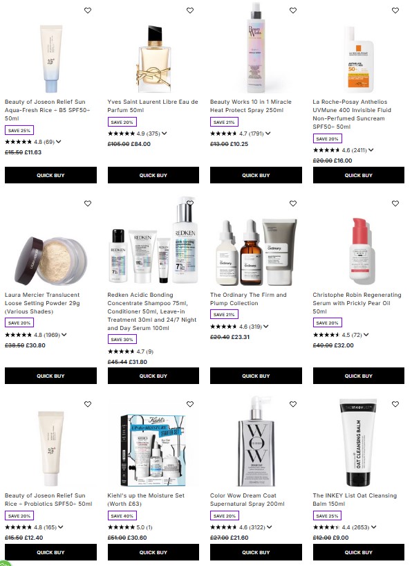 Up to 40% off sale at Lookfantastic