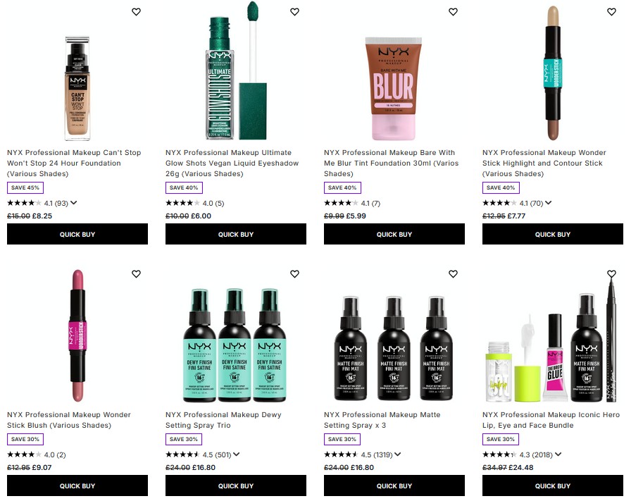 Up to 45% off NYX Makeup at Lookfantastic